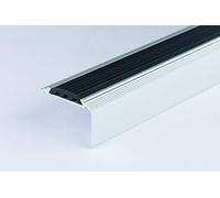 Anodised Aluminium Stair Nosing Edge Trim Step Nose Edging Nosings - TITANIUM, SILVER, GOLD -2.4 METER LENGTH By TMW Profiles (Silver)