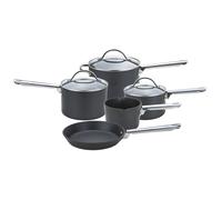Anolon Professional Non Stick Pots and Pans Set of 5 - Cookware Set with Milkpan, Saucepans with Toughened Glass Lids & Frying Pan, Oven & Dishwasher Safe Cookware, Black