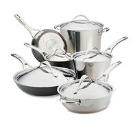 Anolon 77701 11-Piece Aluminum Cookware Set, Stainless Steel and Hard Anodized