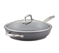 Anolon 81122 Accolade Hard Anodised Non-Stick Deep Frying Pan with Lid and Auxiliary Handle Aluminium Moonstone