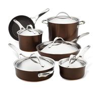 Anolon Nouvelle Copper Hard Anodized Nonstick Pots and Pans, Cookware Set (11 Piece), Sable