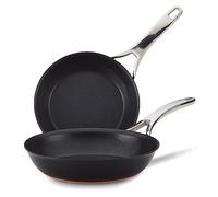 Anolon Nouvelle Copper Nonstick Frying/Fry Pan Set/Hard Anodized Skillet Set - 8.5 Inch and 10 Inch, Black Onyx