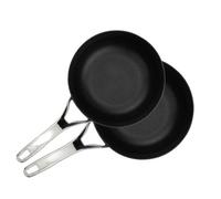 Anolon Nouvelle Luxe Black Round Aluminium Induction Suitable Skillet Frying Pan Set 22 & 25Cm Twin Pack