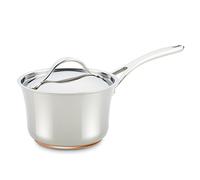 Anolon Nouvelle Stainless Steel Sauce Pan/Saucepan with Lid, 3.5 Quart, Silver