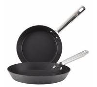 Anolon Professional Black Round Hard Anodised Aluminium Dishwasher Safe Frying Pan Set 20 & 28Cm Pack Of 2