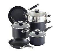 Anolon SmartStack Hard Anodized Nonstick Induction Nesting Cookware/Pots and Pans Set, Dishwasher Safe, 9 Piece - Black