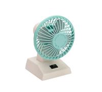Anomat Mini Desk Fan 4 Inch - Battery and USB Powered Oscillating Fan with 2-Speed Settings, Small Vintage Cooling Table Fan for Home Office Bedroom Pets, White/Blue Retro Gift Idea