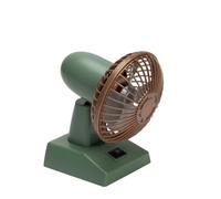 Anomat Mini Desk Fan 4 Inch - Battery and USB Powered Oscillating Fan with 2-Speed Settings, Small Vintage Cooling Table Fan for Home Office Bedroom Pets, Green/Brown Retro Gift Idea