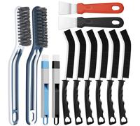 ANOMM 12PCS Crevice Cleaning Brush Set, Groove Gap Cleaning Brush Hard Bristle with Scrapers, Multifunctional Grout Brush Tools for Narrow Corners Home Bathroom Kitchen Tile Sink