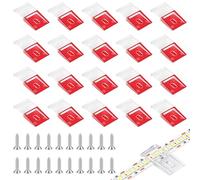 ANOMM 20PCS Transparent Strip Light Clips, Self Adhesive with Screws Mounting Holder, LED Fixing Clips and Screws for 10mm IP30/65 Light Strips, Fairy Lights, String Light, Wire, Cable (Red Sticker)