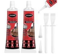 ANOMM 2pcs Leather Glue Extra Strong, High Strength Clear Adhesive for Crack & Patch Repair, for Sofa, Jacket, Handbags, Car Seat, Wallet, Furniture, Belt and Other Leather Crafts (60ml x 2)