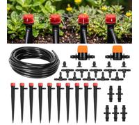 ANOMM 33PCS Irrigation System Kit, Adjustable Drip Irrigation System with 5M Irrigation Pipe, Automatic Watering Systems with Straight-Through Joints, Barbed Tees Connector for Greenhouse, Yard, Lawn