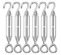 ANOMM 6PCS M4 Turnbuckle Wire Tensioner, 304 Stainless Steel Adjustable Turnbuckle Hook, Eye Rope Cable Tension, Heavy Duty Sun Shade Sail Fixing for Rope Tightener, Garden Wire, ClotheslineTensioner