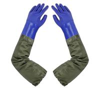 ANOMM Pond Gloves, Long Arm Waterproof Gloves, Reusable Heavy-Duty Rubber Gloves, 27" Drain Cleaning Elbow Length Gloves for Gardening, Fishery, Aquarium, Machinery Industry (Blue)