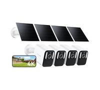 Anona Aurora 4K Solar Security Camera Outdoor Wireless, Solar Panel, 24/7 AOV Recording, 2.4 GHz Wi-Fi, 8MP Colour Night Vision, AI Detection, No Monthly Fees - 4 Pack