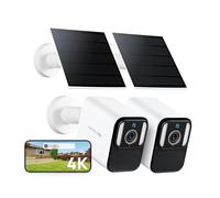 Anona Aurora 4K Solar Security Camera Outdoor Wireless, Solar Panel, 24/7 AOV Recording, 2.4 GHz Wi-Fi, 8MP Colour Night Vision, AI Detection, No Monthly Fees - 2 Pack