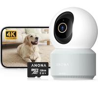 Anona Pano 4K UHD Indoor Camera with 128GB SD Card, Security Camera with Phone App, 360° Pan-Tilt, 2.4G/5G Wi-Fi 6, Auto-Tracking, Person/Pet/Baby Crying Detection, Privacy Mode, Two-Way Audio