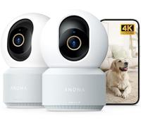 Anona Pano 4K UHD Indoor Security Camera 2-Pack, 360° Pan-Tracking Dome Camera for Home Security, Wi-Fi 6, Person/Pet/Baby Cry Detection, Two-Way Audio, Privacy Mode, Alexa Compatible