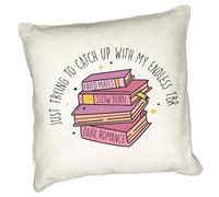 Anonymous Gifting Book Lover Printed Cushion Cover - Endless TBR - 40x40cm - Linen Style
