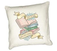Anonymous Gifting Book Lover Printed Cushion Cover - Just A Girl Who Loves Books - 40x40cm - Linen Style