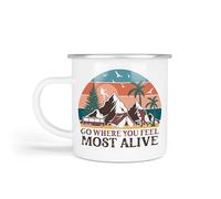 Anonymous Gifting Camping Enamel Mug, One Size, Go Where You Feel Alive, Camping Gift for Dad, Grandad Birthday Christmas Father's Day
