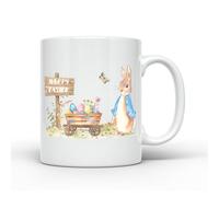 Anonymous Gifting Easter Joy: Hand-Printed 11oz Ceramic Coffee Mug Featuring Peter Rabbit - Blue Jacket