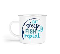 Anonymous Gifting Enamel Fishing Mugs, One Size. Eat Sleep Fish. Fishing Gift for Dad, Mum, Grandpa, Grandad Birthday Christmas Father's Day