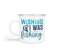 Anonymous Gifting Enamel Fishing Mugs, One Size. Wishing I was Fishing. Fishing Gift for Dad, Mum, Grandpa, Grandad Birthday Christmas Father's Day