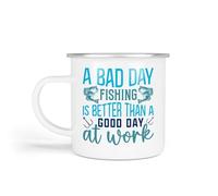 Anonymous Gifting Enamel Mugs, One Size. A Bad Day Fishing is Better Than a Good Day at Work. Fishing Gift for Dad, Mum, Grandpa, Grandad Birthday, Christmas, Father's Day