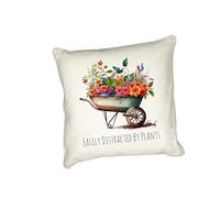 Anonymous Gifting Floral Cushions for Gardening Enthusiasts - Easily Distracted by Plants - Range of 4 pillow covers 40cmx40cm featuring Wellies, Watering Cans, and Whimsical Phrases!