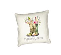 Anonymous Gifting Floral Cushions for Gardening Enthusiasts - I'd Rather be Gardening - Range of 4 pillow covers 40cmx40cm featuring Wellies, Watering Cans, and Whimsical Phrases!