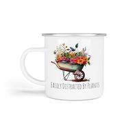 Anonymous Gifting Gardening Enamel Mugs, One Size. Easily Distracted by Plants. Garden Gift for Dad, Mum, Grandparents Birthday Christmas Father's Day Mother's Day
