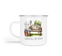 Anonymous Gifting Gardening Enamel Mugs, One Size. Gardedning is My Therapy. Garden Gift for Dad, Mum, Grandparents Birthday Christmas Father's Day Mother's Day