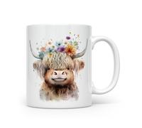 Anonymous Gifting Highland Cow Watercolour Print Mug - Beautiful Glossy Printed Mug Cow 4