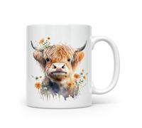 Anonymous Gifting Highland Cow Watercolour Print Mug - Beautiful Glossy Printed Mug Cow 5