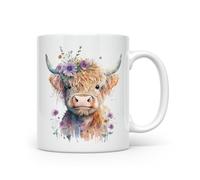Anonymous Gifting Highland Cow Watercolour Print Mug - Beautiful Glossy Printed Mug Cow 6