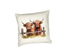 Anonymous Gifting Highland Cows in scarves printed cushion cover - perfect for Highland Cow lovers