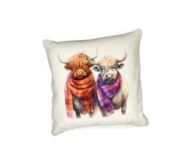 Anonymous Gifting Highland Cows in scarves printed cushion cover - perfect for Highland Cow lovers