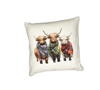 Anonymous Gifting Highland Cows in scarves printed cushion cover - perfect for Highland Cow lovers