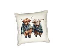 Anonymous Gifting Highland Cows in scarves printed cushion cover - perfect for Highland Cow lovers
