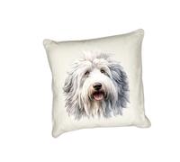 Anonymous Gifting Old English Sheepdog - Watercolour dog printed cushion cover - perfect for dog lovers