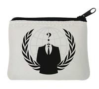 Anonymous Hacker Question Mark Symbol Logo Neoprene Coin Purse Pouch 10x11cm White