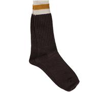 Anonymous Ism Tuck Cuff Striped Crew Socks - Dark Brown One Size One Size