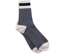 Anonymous Ism Tuck Cuff Stripes Crew Socks - Navy L L