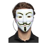 Boland LED Guy Fawkes Mask - V for Vendetta Anonymous Style Fancy Dress Mask with Light Up Neon Effect - Hacker Costume, Festival, Rave, Halloween Party Accessory - One Size.
