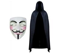 Anonymous Mask and Hooded Cape Fancy Dress Set