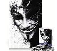 Anonymous Mask Art Vendetta Jigsaw Puzzles 1000 Pieces for Adults Cognitive Train Vivid Hue Pattern Assemble (50x75cm)