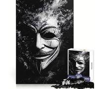 Anonymous Mask in Smoke 1000 Piece Jigsaw Puzzles for Teenagers Jigsaw Logic Fun Firm Cut Home Enjoyable Furniture Decor (38x52cm)
