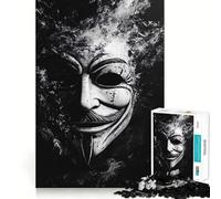 Anonymous Mask in Smoke 1000 Piece Jigsaw Puzzles for Teenagers Jigsaw Logic Fun Firm Cut Home Enjoyable Furniture Decor (38x52cm)