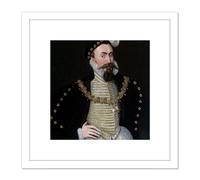 Anonymous Portrait Dudley 1st Earl Leicester Painting 8X8 Inch Square Wooden Framed Wall Art Print Picture with Mount Artery8 White One Size